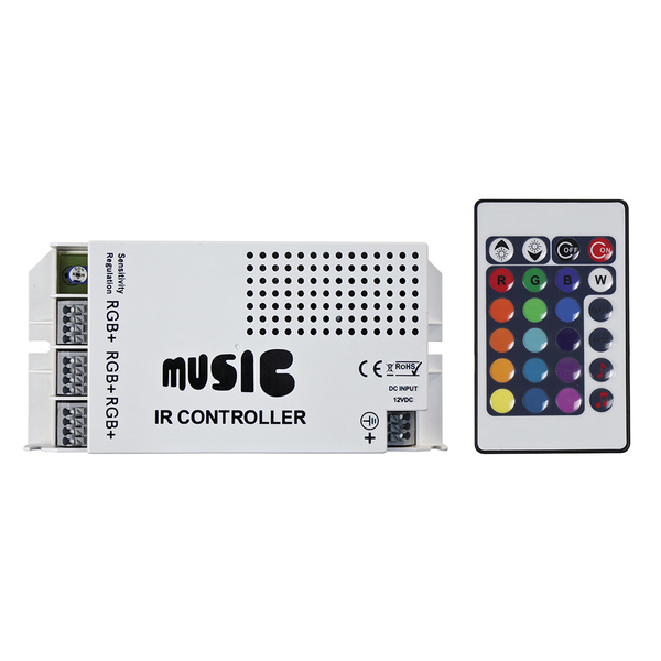 Heise Led Lighting Systems Sound Activated RGB Controller w/IR Remote HE-RGBSAC-1